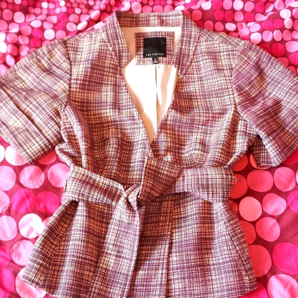 The Limited Small Plaid Short Sleeve Blazer